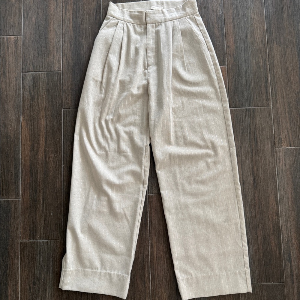 Parentezi Nadine High-Waisted Cream pinstriped Trousers xs